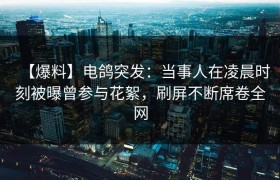 【爆料】电鸽突发：当事人在凌晨时刻被曝曾参与花絮，刷屏不断席卷全网