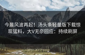 今晨风波再起！汤头条轻量版下载惊现猛料，大V无奈回应：持续刷屏