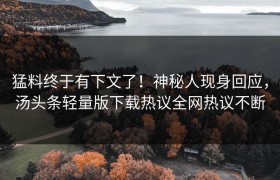 猛料终于有下文了！神秘人现身回应，汤头条轻量版下载热议全网热议不断