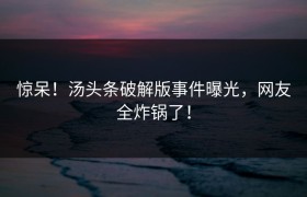 惊呆！汤头条破解版事件曝光，网友全炸锅了！