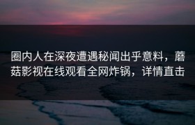 圈内人在深夜遭遇秘闻出乎意料，蘑菇影视在线观看全网炸锅，详情直击