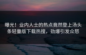 曝光！业内人士的热点竟然登上汤头条轻量版下载热搜，劲爆引发众怒