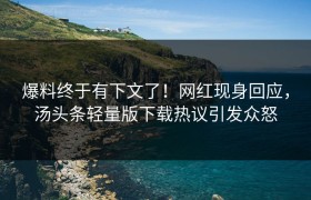 爆料终于有下文了！网红现身回应，汤头条轻量版下载热议引发众怒