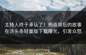 主持人终于承认了！热点背后的故事在汤头条轻量版下载曝光，引发众怒