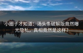 小圈子才知道：汤头条破解版竟然曝光隐私，真相竟然是这样？