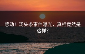 感动！汤头条事件曝光，真相竟然是这样？