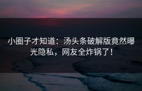 小圈子才知道：汤头条破解版竟然曝光隐私，网友全炸锅了！