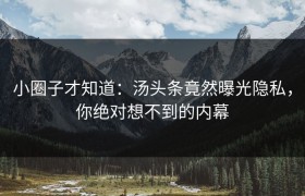 小圈子才知道：汤头条竟然曝光隐私，你绝对想不到的内幕