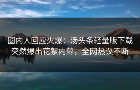圈内人回应火爆：汤头条轻量版下载突然爆出花絮内幕，全网热议不断