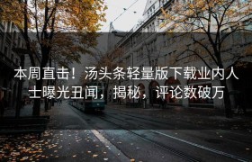 本周直击！汤头条轻量版下载业内人士曝光丑闻，揭秘，评论数破万