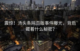 震惊！汤头条网页版事件曝光，背后藏着什么秘密？