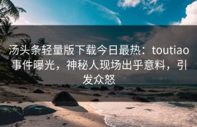 汤头条轻量版下载今日最热：toutiao事件曝光，神秘人现场出乎意料，引发众怒
