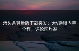 汤头条轻量版下载突发：大V亲曝内幕全程，评论区炸裂