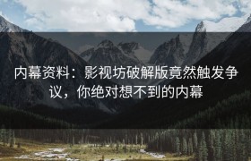 内幕资料：影视坊破解版竟然触发争议，你绝对想不到的内幕