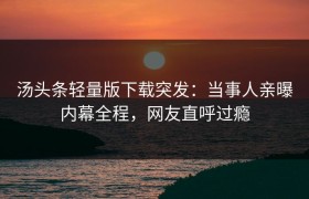 汤头条轻量版下载突发：当事人亲曝内幕全程，网友直呼过瘾