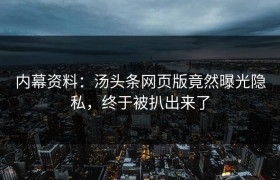 内幕资料：汤头条网页版竟然曝光隐私，终于被扒出来了