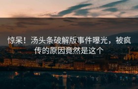 惊呆！汤头条破解版事件曝光，被疯传的原因竟然是这个