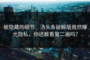 被隐藏的细节：汤头条破解版竟然曝光隐私，你还敢看第二遍吗？