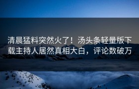 清晨猛料突然火了！汤头条轻量版下载主持人居然真相大白，评论数破万
