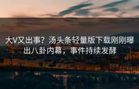 大V又出事？汤头条轻量版下载刚刚曝出八卦内幕，事件持续发酵
