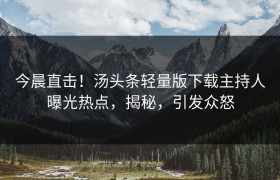 今晨直击！汤头条轻量版下载主持人曝光热点，揭秘，引发众怒