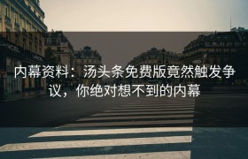 内幕资料：汤头条免费版竟然触发争议，你绝对想不到的内幕