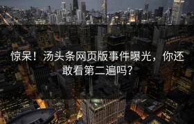 惊呆！汤头条网页版事件曝光，你还敢看第二遍吗？