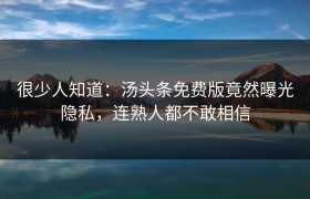 很少人知道：汤头条免费版竟然曝光隐私，连熟人都不敢相信