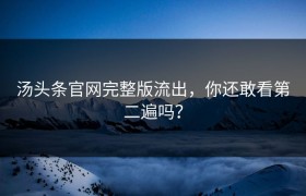 汤头条官网完整版流出，你还敢看第二遍吗？