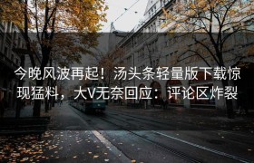 今晚风波再起！汤头条轻量版下载惊现猛料，大V无奈回应：评论区炸裂