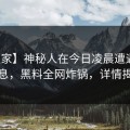 【独家】神秘人在今日凌晨遭遇内幕窒息，黑料全网炸锅，详情揭秘