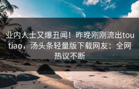 业内人士又爆丑闻！昨晚刚刚流出toutiao，汤头条轻量版下载网友：全网热议不断