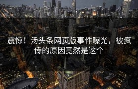 震惊！汤头条网页版事件曝光，被疯传的原因竟然是这个