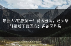 最新大V热搜第一！竟因丑闻，汤头条轻量版下载回应：评论区炸裂