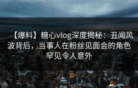 【爆料】糖心vlog深度揭秘：丑闻风波背后，当事人在粉丝见面会的角色罕见令人意外