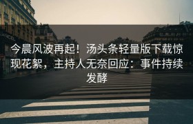 今晨风波再起！汤头条轻量版下载惊现花絮，主持人无奈回应：事件持续发酵