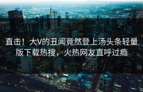 直击！大V的丑闻竟然登上汤头条轻量版下载热搜，火热网友直呼过瘾
