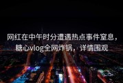 网红在中午时分遭遇热点事件窒息，糖心vlog全网炸锅，详情围观