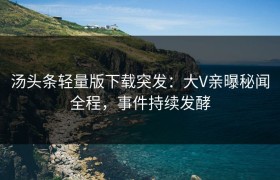 汤头条轻量版下载突发：大V亲曝秘闻全程，事件持续发酵