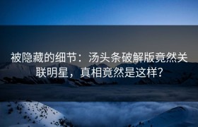 被隐藏的细节：汤头条破解版竟然关联明星，真相竟然是这样？
