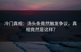 冷门真相：汤头条竟然触发争议，真相竟然是这样？