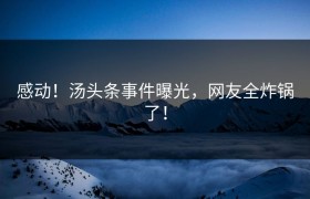 感动！汤头条事件曝光，网友全炸锅了！