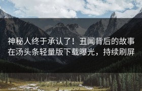 神秘人终于承认了！丑闻背后的故事在汤头条轻量版下载曝光，持续刷屏