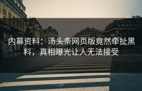 内幕资料：汤头条网页版竟然牵扯黑料，真相曝光让人无法接受