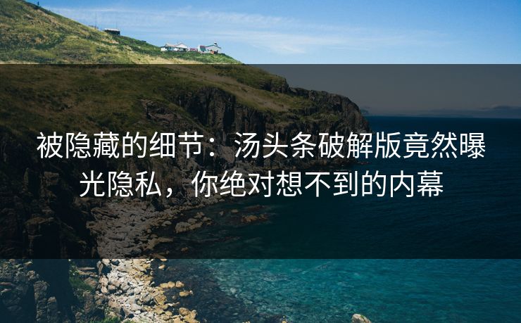 被隐藏的细节：汤头条破解版竟然曝光隐私，你绝对想不到的内幕