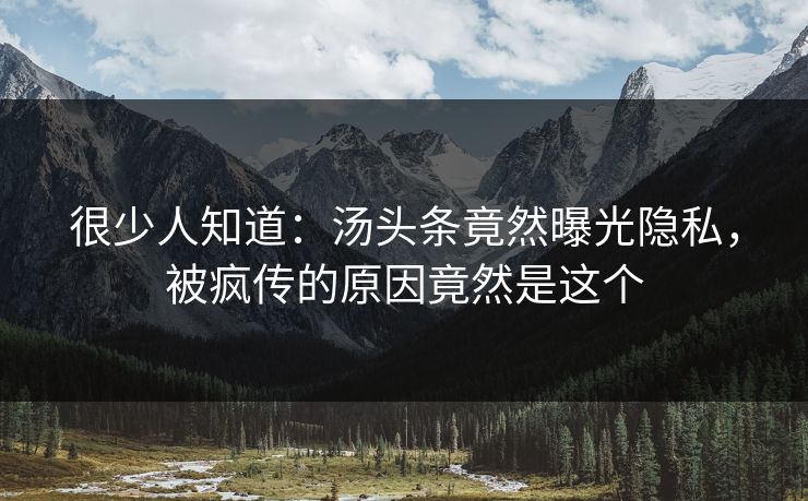 很少人知道：汤头条竟然曝光隐私，被疯传的原因竟然是这个
