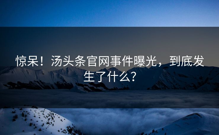 惊呆！汤头条官网事件曝光，到底发生了什么？