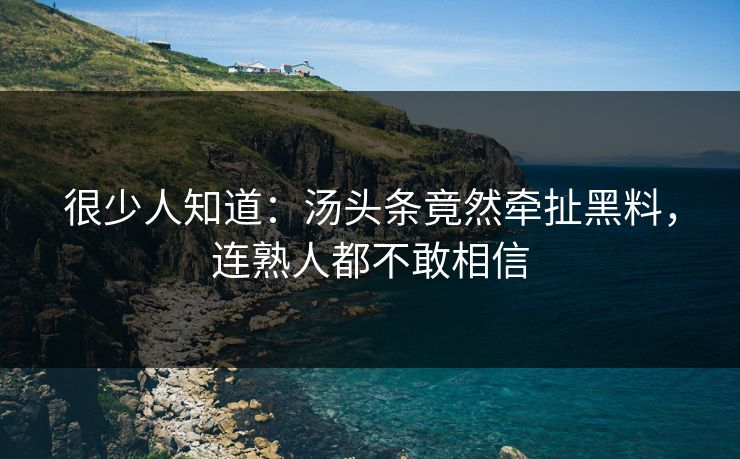 很少人知道：汤头条竟然牵扯黑料，连熟人都不敢相信
