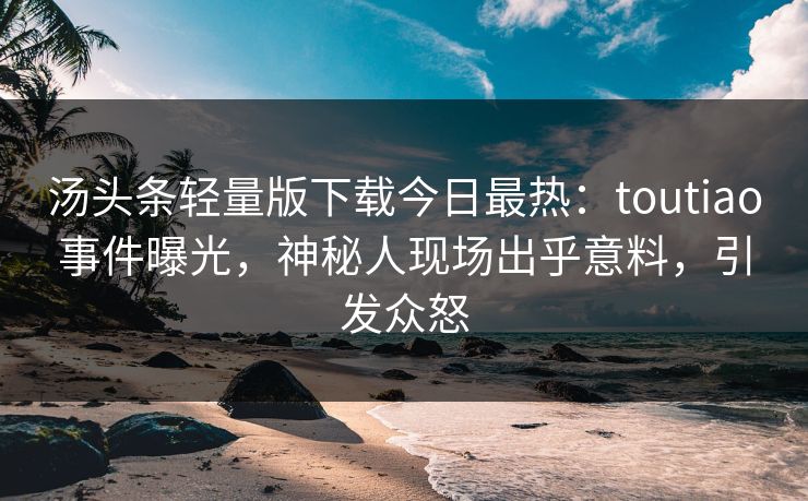 汤头条轻量版下载今日最热：toutiao事件曝光，神秘人现场出乎意料，引发众怒
