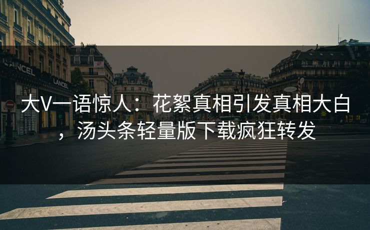 大V一语惊人：花絮真相引发真相大白，汤头条轻量版下载疯狂转发